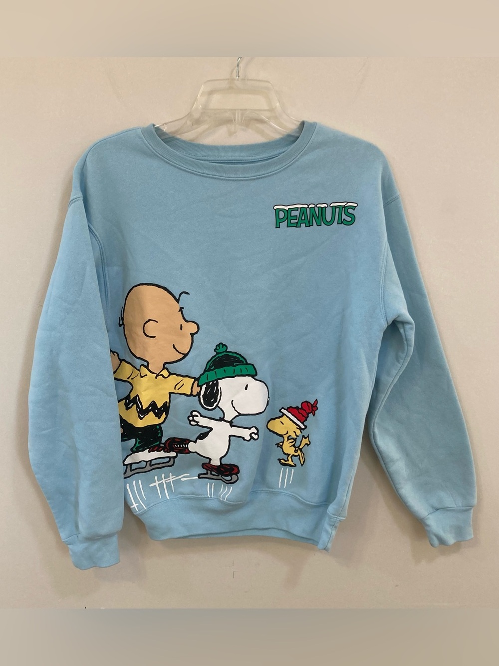 Peanuts Snoopy Graphic Pullover Sweatshirt Blue Womens Sz XS Crewneck